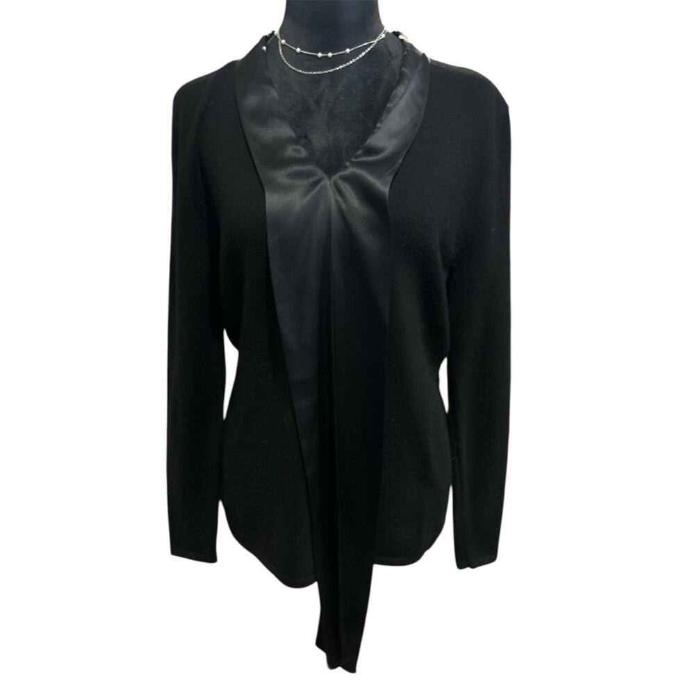 J. Peterman Black Long Sleeve Blouse – Wool Blend, XS, NWT, Feminine‎ Ruffle